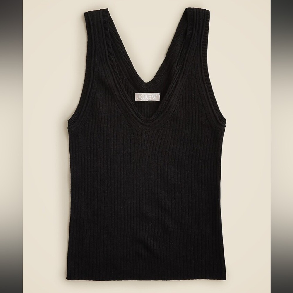 J. Crew Black Merino Linen Merino Wool Sweater Tank | Sz Medium NWT